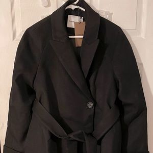 Gentle Herd Cashmere And Wool Belted Long Black Coat. Small